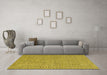 Machine Washable Abstract Yellow Contemporary Rug in a Living Room, wshcon2181yw