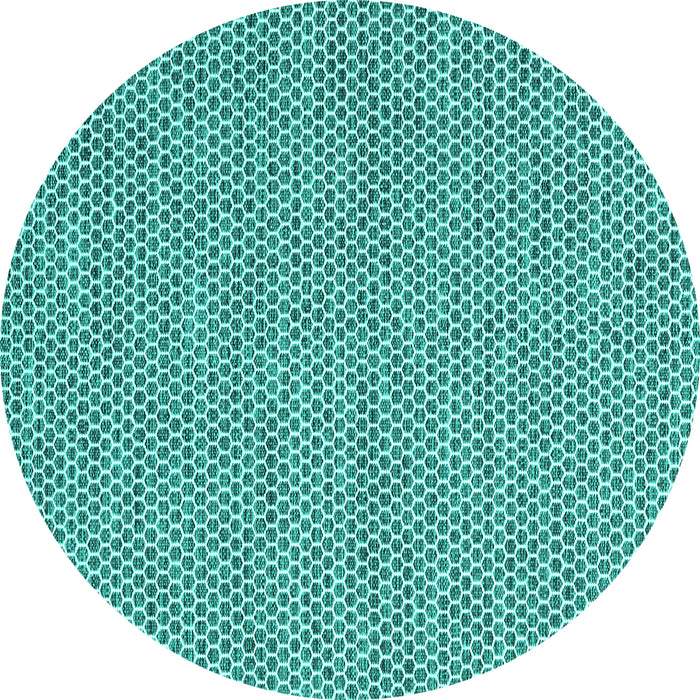 Round Machine Washable Abstract Turquoise Contemporary Area Rugs, wshcon2181turq