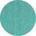 Round Machine Washable Abstract Turquoise Contemporary Area Rugs, wshcon2181turq