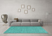 Machine Washable Abstract Turquoise Contemporary Area Rugs in a Living Room,, wshcon2181turq