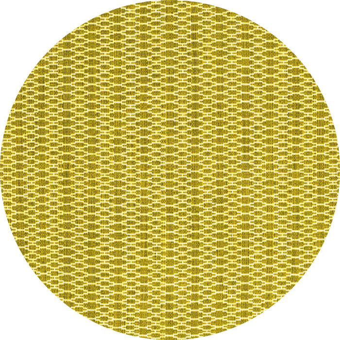 Round Abstract Yellow Contemporary Rug, con2182yw