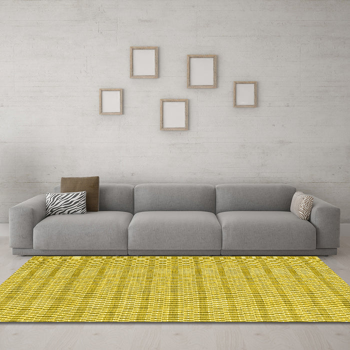 Machine Washable Abstract Yellow Contemporary Rug in a Living Room, wshcon2182yw