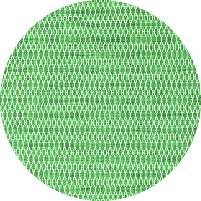 Round Machine Washable Abstract Emerald Green Contemporary Area Rugs, wshcon2182emgrn