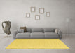 Machine Washable Solid Yellow Modern Rug in a Living Room, wshcon2183yw