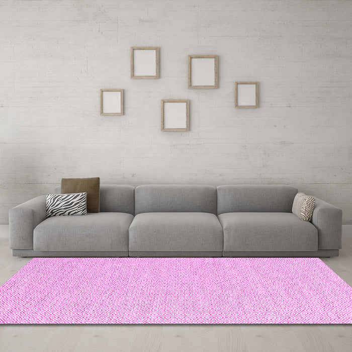 Machine Washable Solid Pink Modern Rug in a Living Room, wshcon2183pnk