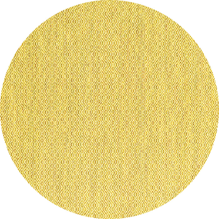 Round Machine Washable Solid Yellow Modern Rug, wshcon2183yw