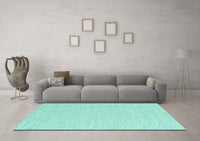 Machine Washable Solid Turquoise Modern Rug, wshcon2183turq