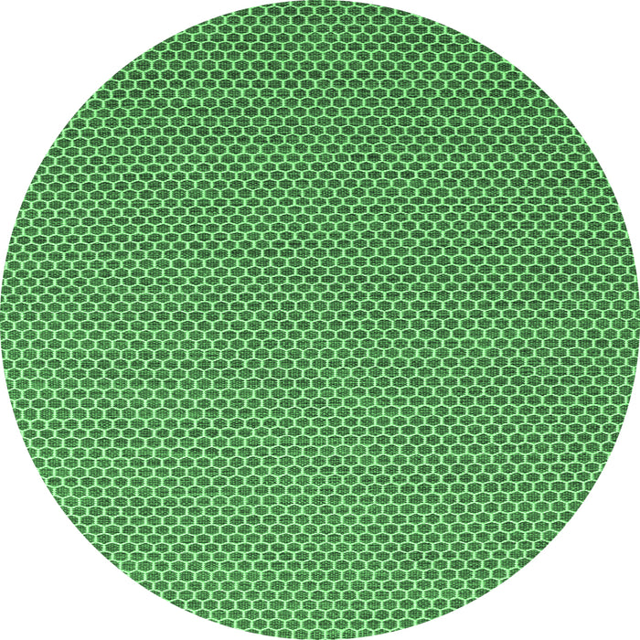 Round Machine Washable Abstract Emerald Green Contemporary Area Rugs, wshcon2184emgrn