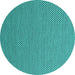 Round Abstract Turquoise Contemporary Rug, con2184turq