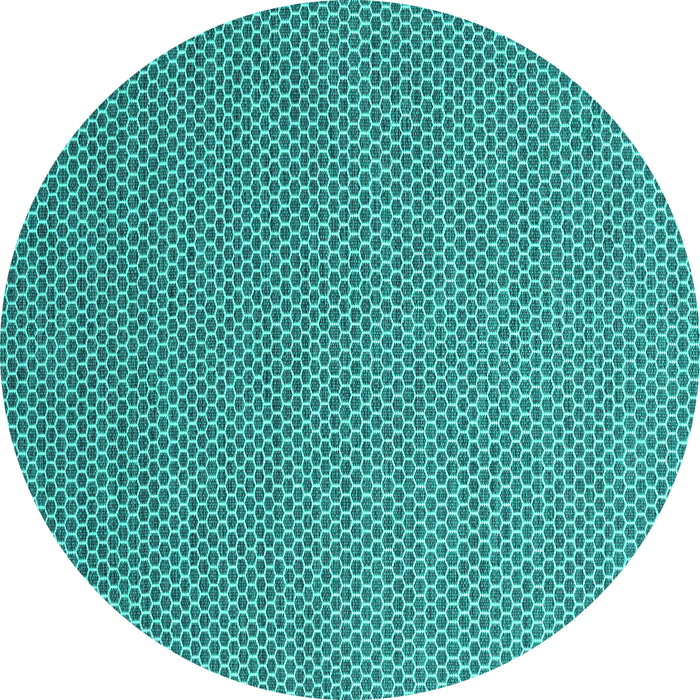 Round Machine Washable Abstract Turquoise Contemporary Area Rugs, wshcon2184turq