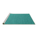 Sideview of Machine Washable Abstract Turquoise Contemporary Area Rugs, wshcon2184turq