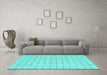 Machine Washable Abstract Turquoise Contemporary Area Rugs in a Living Room,, wshcon2185turq