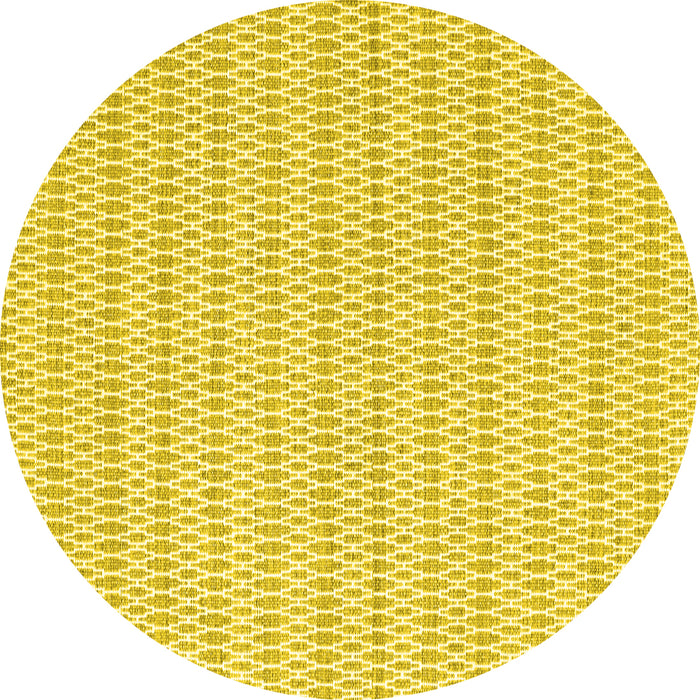 Round Machine Washable Abstract Yellow Contemporary Rug, wshcon2185yw