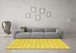 Machine Washable Abstract Yellow Contemporary Rug in a Living Room, wshcon2185yw