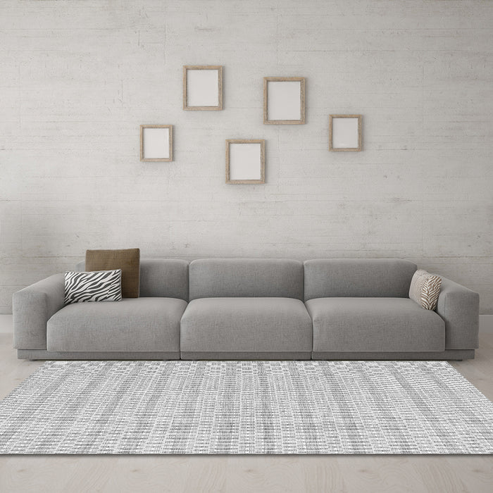 Machine Washable Abstract Gray Contemporary Rug in a Living Room,, wshcon2185gry