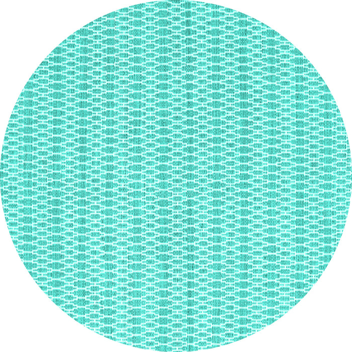 Round Machine Washable Abstract Turquoise Contemporary Area Rugs, wshcon2185turq
