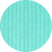 Round Machine Washable Abstract Turquoise Contemporary Area Rugs, wshcon2185turq