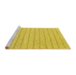 Sideview of Machine Washable Abstract Yellow Contemporary Rug, wshcon2186yw