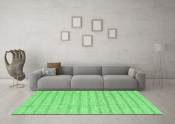 Machine Washable Abstract Green Contemporary Area Rugs in a Living Room,, wshcon2186grn