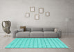 Machine Washable Abstract Turquoise Contemporary Area Rugs in a Living Room,, wshcon2186turq