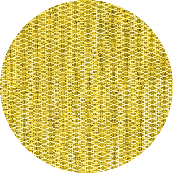 Round Abstract Yellow Contemporary Rug, con2186yw