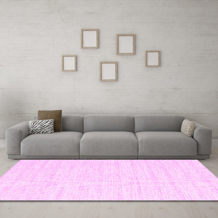 Machine Washable Solid Pink Modern Rug in a Living Room, wshcon2187pnk