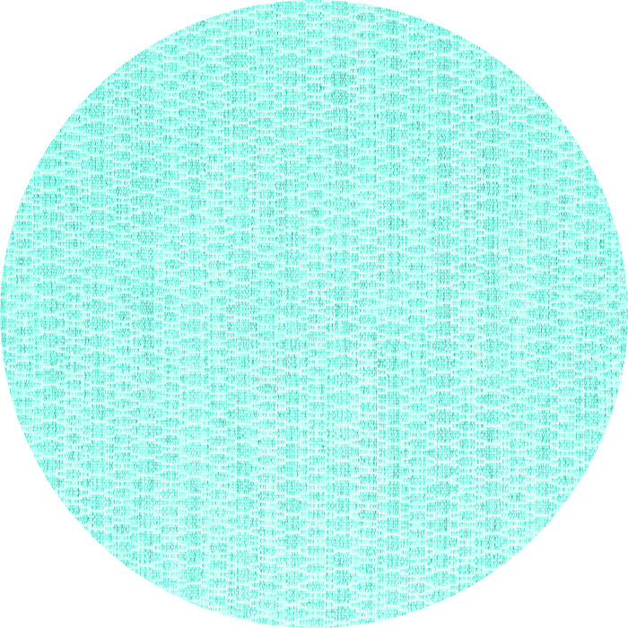 Round Machine Washable Solid Turquoise Modern Area Rugs, wshcon2187turq