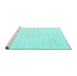 Sideview of Machine Washable Solid Turquoise Modern Area Rugs, wshcon2187turq