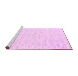 Sideview of Machine Washable Solid Pink Modern Rug, wshcon2187pnk