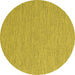 Round Abstract Yellow Contemporary Rug, con2188yw