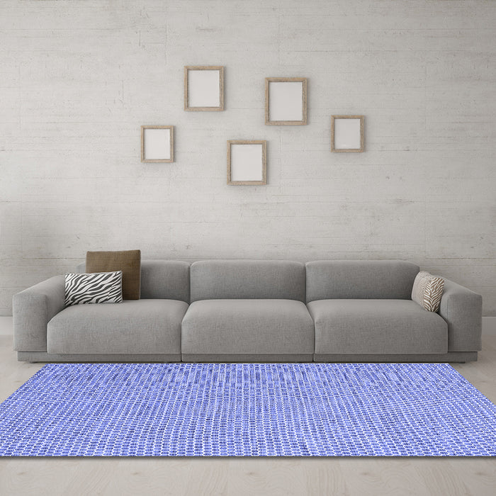 Machine Washable Abstract Blue Contemporary Rug in a Living Room, wshcon2188blu