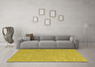 Machine Washable Abstract Yellow Contemporary Rug in a Living Room, wshcon2188yw