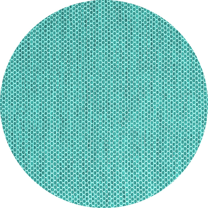 Round Abstract Turquoise Contemporary Rug, con2188turq