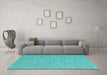 Machine Washable Abstract Turquoise Contemporary Area Rugs in a Living Room,, wshcon2188turq