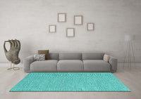 Machine Washable Abstract Turquoise Contemporary Rug, wshcon2188turq