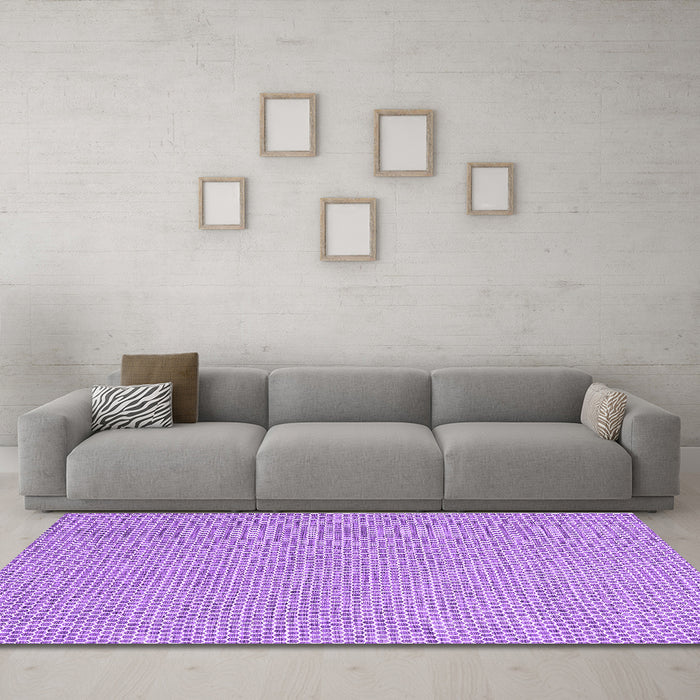 Machine Washable Abstract Purple Contemporary Area Rugs in a Living Room, wshcon2188pur