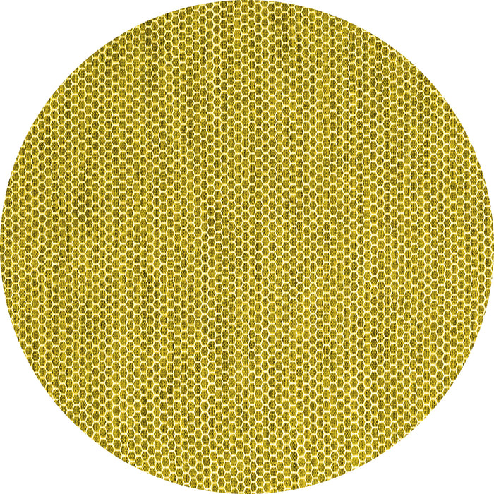 Round Machine Washable Abstract Yellow Contemporary Rug, wshcon2188yw
