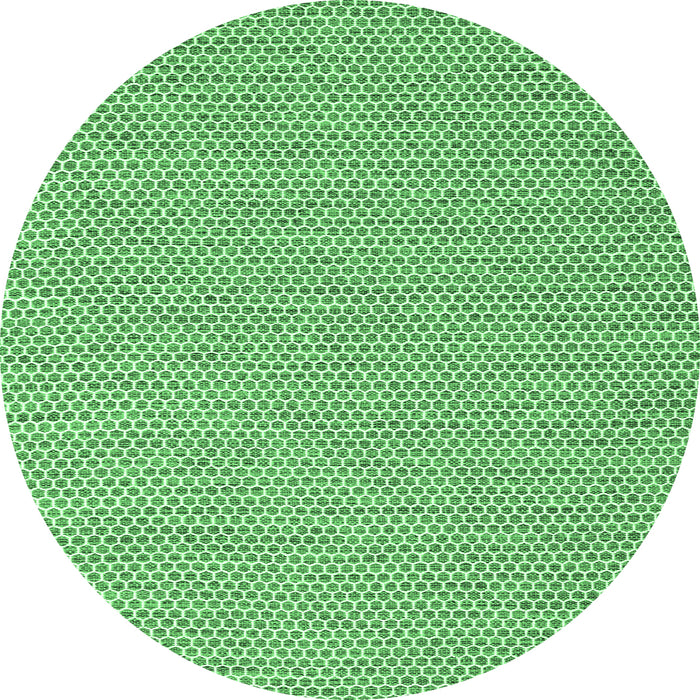 Round Machine Washable Abstract Emerald Green Contemporary Area Rugs, wshcon2188emgrn