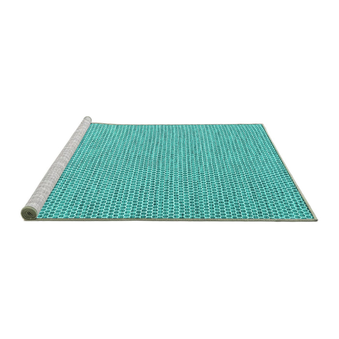 Sideview of Machine Washable Abstract Turquoise Contemporary Area Rugs, wshcon2188turq