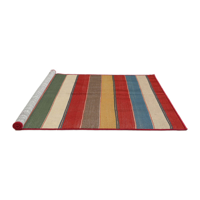 Serging Thickness of Machine Washable Contemporary Red Rug, wshcon2189