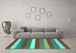 Machine Washable Oriental Turquoise Traditional Area Rugs in a Living Room,, wshcon2189turq
