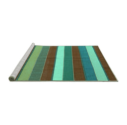 Sideview of Machine Washable Oriental Turquoise Traditional Area Rugs, wshcon2189turq