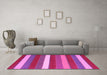 Machine Washable Oriental Pink Traditional Rug in a Living Room, wshcon2189pnk