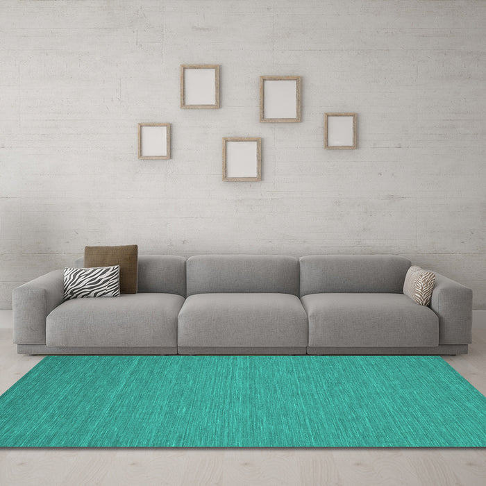 Machine Washable Abstract Turquoise Contemporary Area Rugs in a Living Room,, wshcon218turq