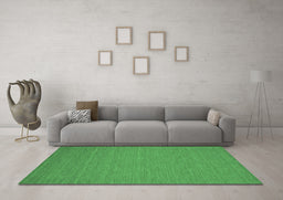 Machine Washable Abstract Emerald Green Contemporary Area Rugs in a Living Room,, wshcon218emgrn