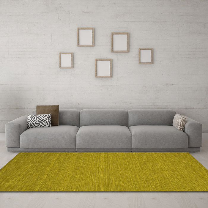 Machine Washable Abstract Yellow Contemporary Rug in a Living Room, wshcon218yw