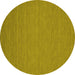 Round Abstract Yellow Contemporary Rug, con218yw