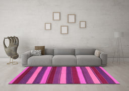 Machine Washable Southwestern Pink Country Rug in a Living Room, wshcon2190pnk