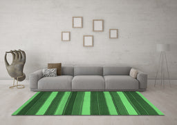 Machine Washable Southwestern Emerald Green Country Area Rugs in a Living Room,, wshcon2190emgrn