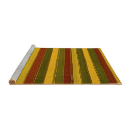 Sideview of Machine Washable Southwestern Yellow Country Rug, wshcon2190yw